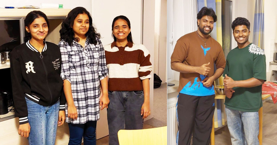 Von links: Unsere Auszubildenden Aleena, Alka, Frency, Ebin und der Geno-Azubi und Pflicht-Praktikant Alan